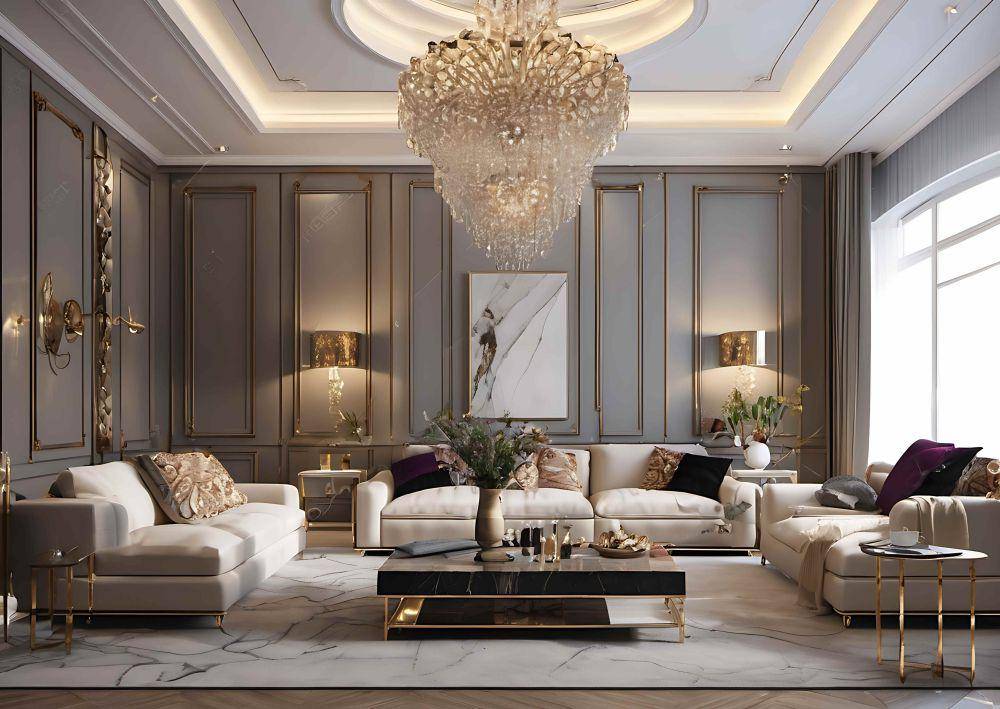 Ilustrasi ruang tamu luxury classic (vecteezy.com/Abu Shahariar)