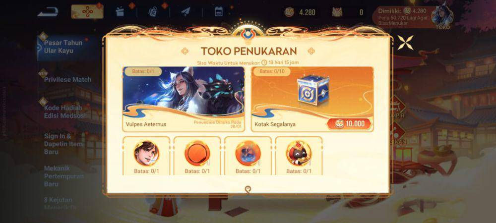 toko penukaran di event Pasar Tahun Ular Kayu Honor of Kings (dok. TiMi Studio Group/Honor of Kings)