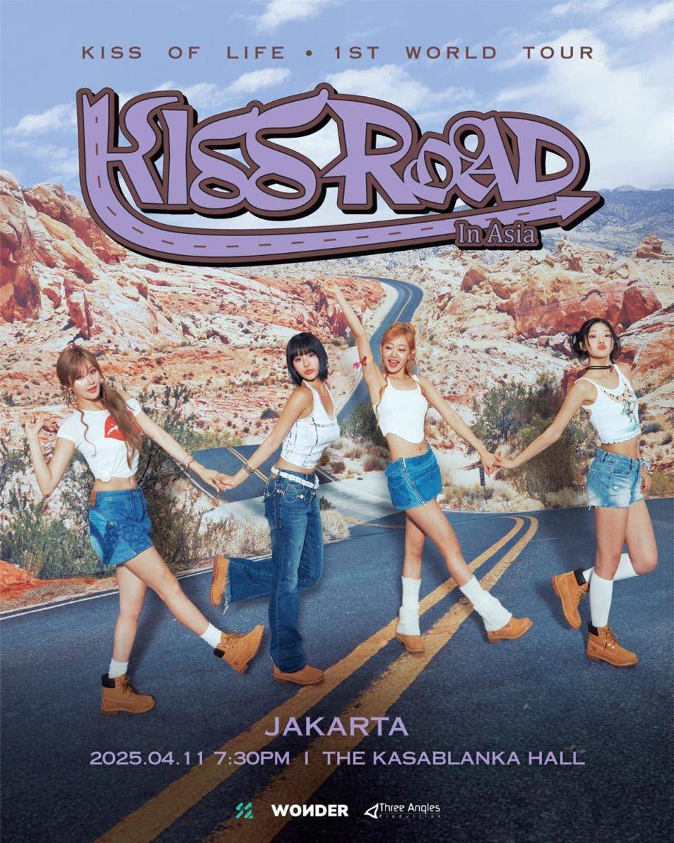 poster konser KISS OF LIFE di Jakarta (instagram.com/threeangelsproduction)