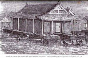 Rumah Cina, diambil dari: Anthony Reid, (1995), Witnesses to Sumatra: A Travellers Anthology. London: Oxford University Press, hlm. 244. (Dok. istimewa)