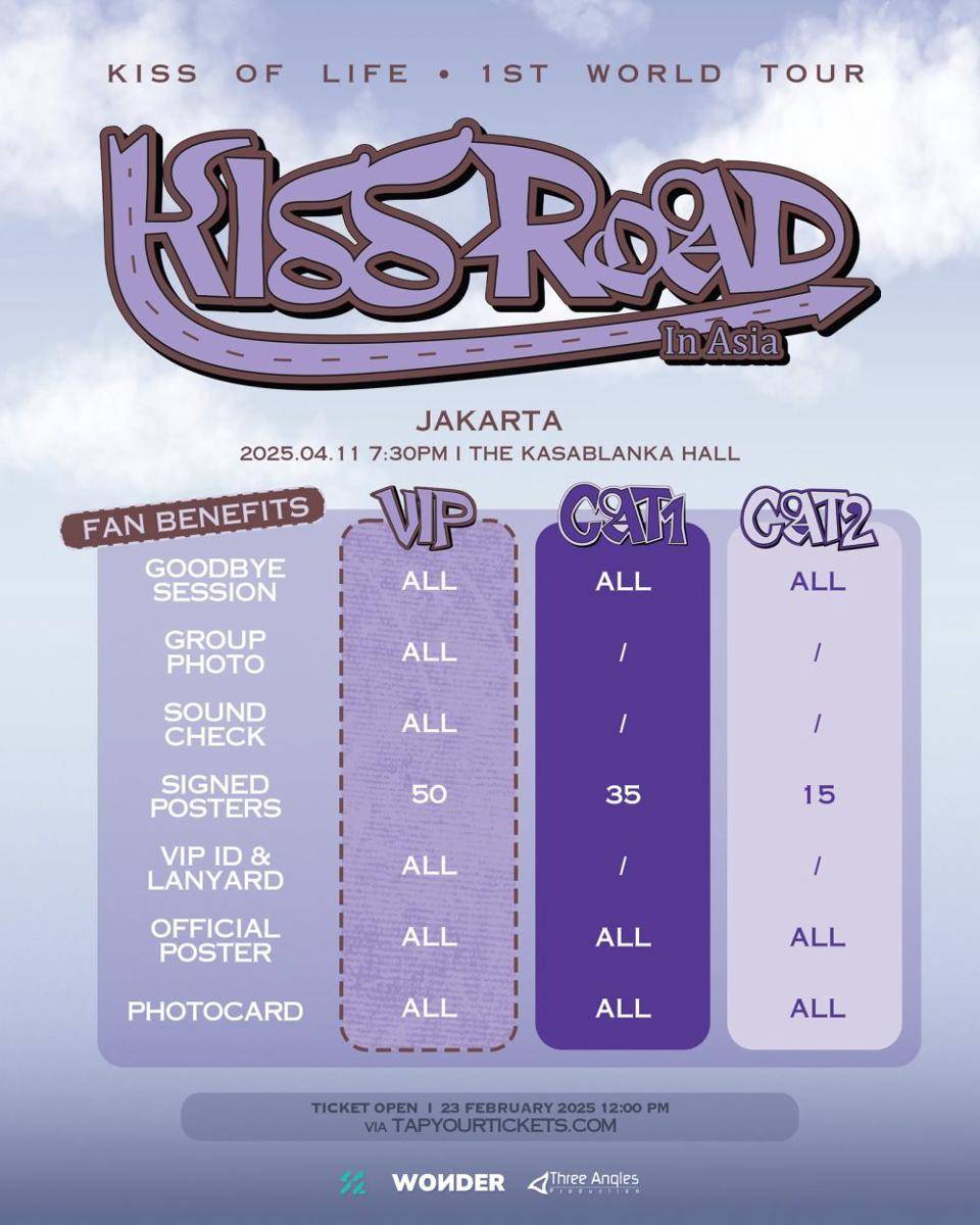 harga tiket konser KISS OF LIFE di Jakarta (instagram.com/threeangelsproduction)