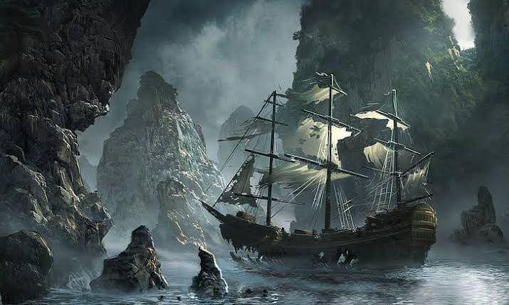 ilustrasi kapal hantu Flying Dutchman (Nationalgeographic.grid.id)