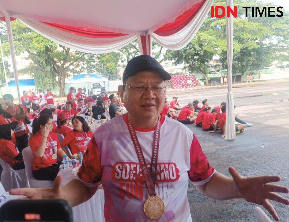Ajang Soekarno Fun Run 5K digelar DPD PDI Perjuangan Lampung, Minggu (26/1/2025). (IDN Times/Tama Yudha Wiguna).