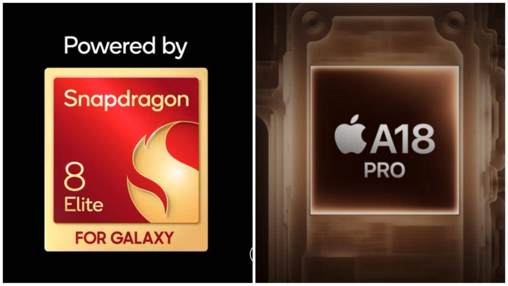 ilustrasi prosesor Qualcomm Snapdragon 8 Elite for Galaxy (samsung.com) | ilustrasi prosesor Apple A18 Pro (apple.com)