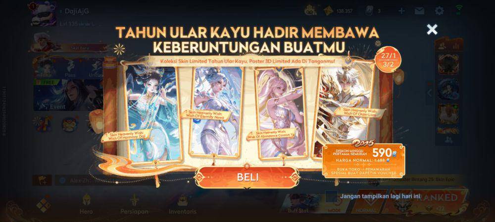 voucher diskon eksklusif skin SNY di Honor of Kings (dok. TiMi Studio Group/Honor of Kings)