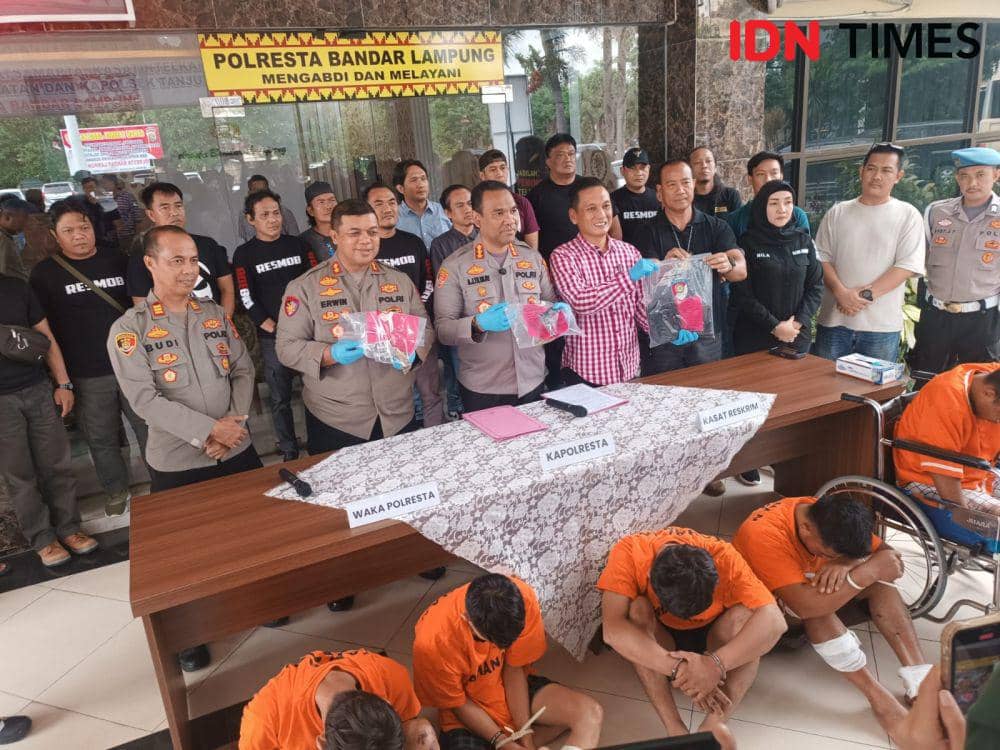 Ungkap kasus penangkapan 5 pelaku Curanmor asal Lampung Tengah oleh Satreskrim Polresta Bandar Lampung dan jajaran. (IDN Times/Tama Yudha Wiguna).