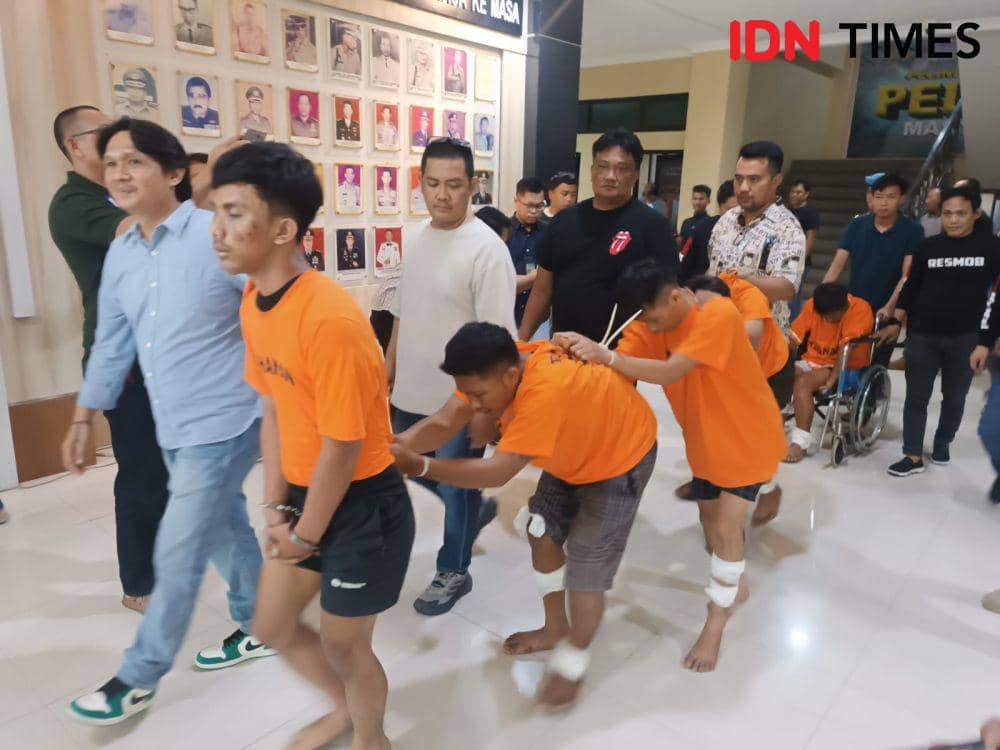 Ungkap kasus penangkapan 5 pelaku Curanmor asal Lampung Tengah oleh Satreskrim Polresta Bandar Lampung dan jajaran. (IDN Times/Tama Yudha Wiguna).