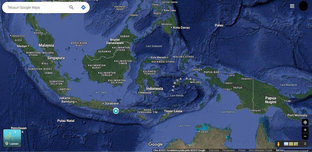 Tangkapan layar peta Indonesia via Google Maps. (Google Maps)