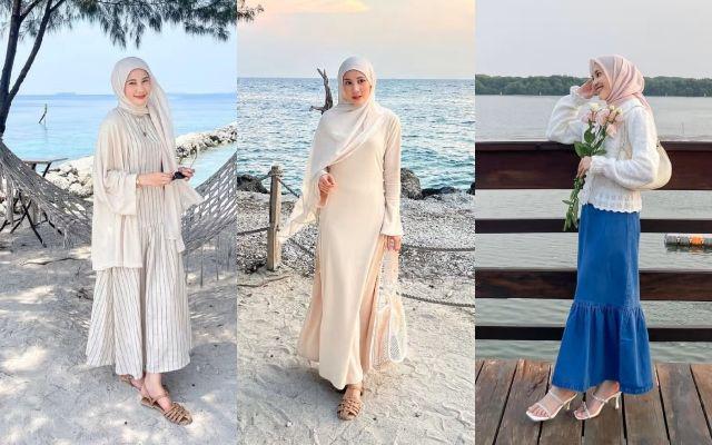 7 Ide Padu Padan Outfit Hijab ke Pantai ala Adji Isni, Stylish!