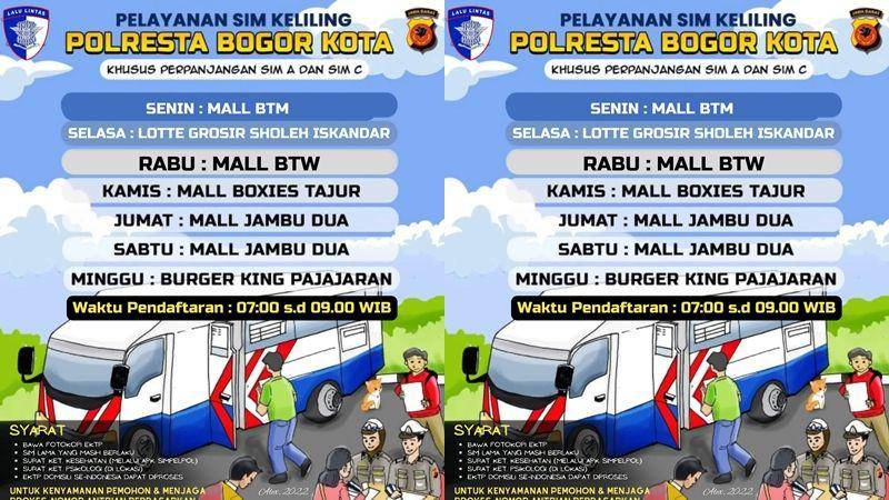 poster jadwal pelayanan SIM Keliling Polresta Bogor Kota (instagram.com/satlantas_polrestabogorkota)