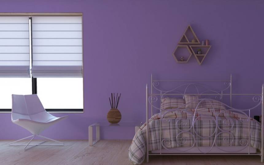 ilustrasi ruangan warna ungu lavender (freepik.com/kjpargeter)