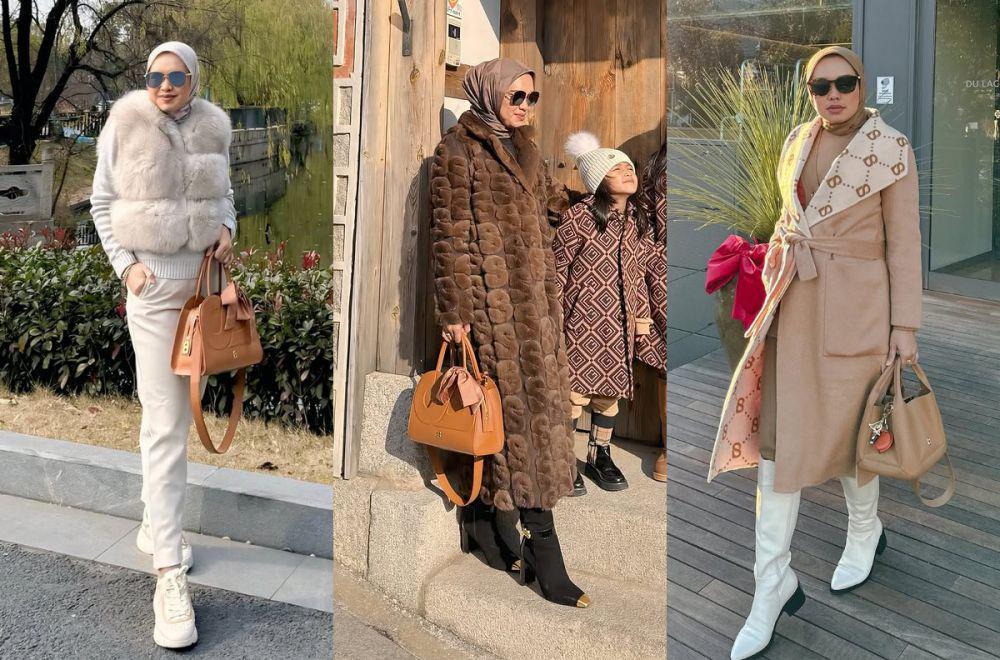 10 Inspirasi Outfit Hijab Winter ala Linda Anggrea, Classy!