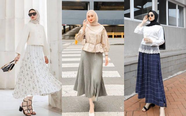 8 Ide OOTD Hijab Pakai Rok ala Sabrina Sosiawan, Simple tapi Manis!