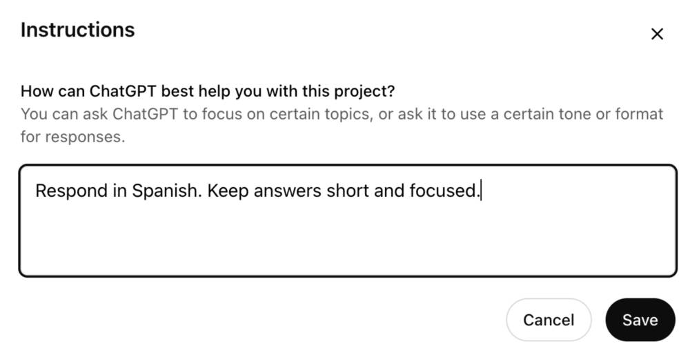 kustomisasi fitur Project di ChatGPT. (dok. OpenAI)