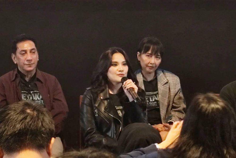 Adzana Ashel di konferensi pers film Petaka Gunung Gede, Jumat (31/1/2025) (dok. IDN Times/Shandy Pradana)