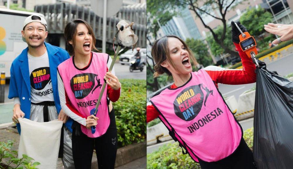 7 Potret Cinta Laura Jadi Relawan Bersihkan Sampah, Banjir Pujian!