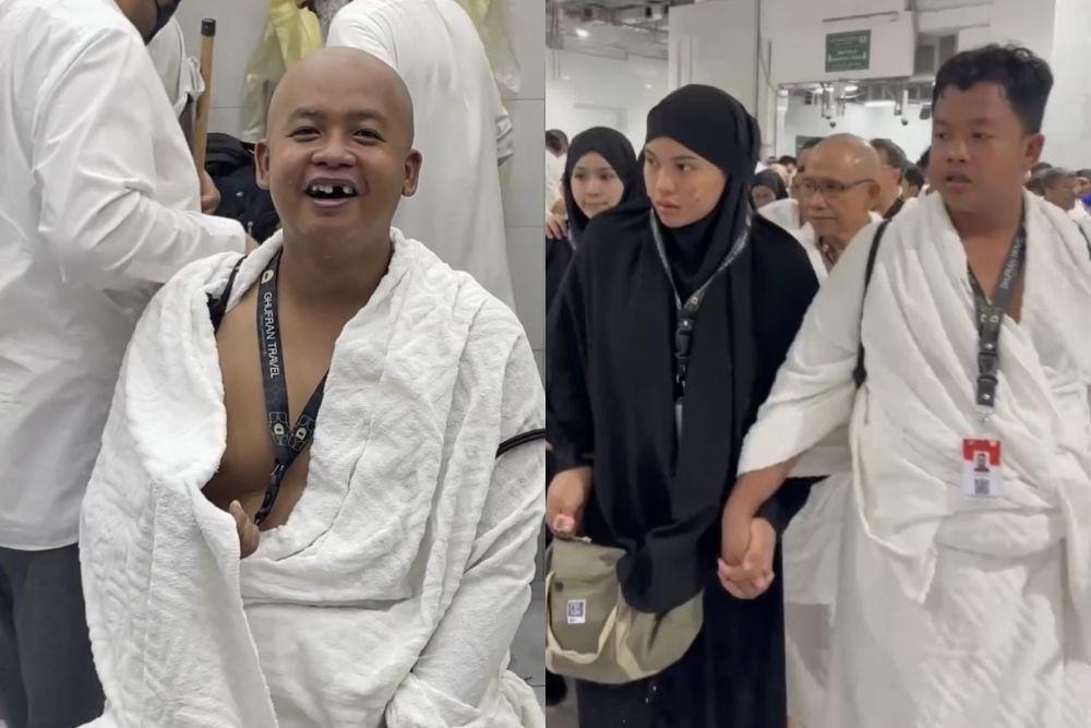 7 Potret Dustin Tiffani Jalani Umrah bareng Istri, Cukur Plontos