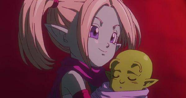 Panzy memegang bayi Dende( Dok. Toei / Dragon Ball Daima )