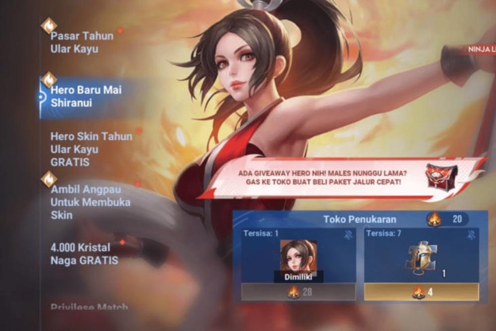 Cara Mendapatkan Hero Mai Shiranui Gratis di Honor of Kings