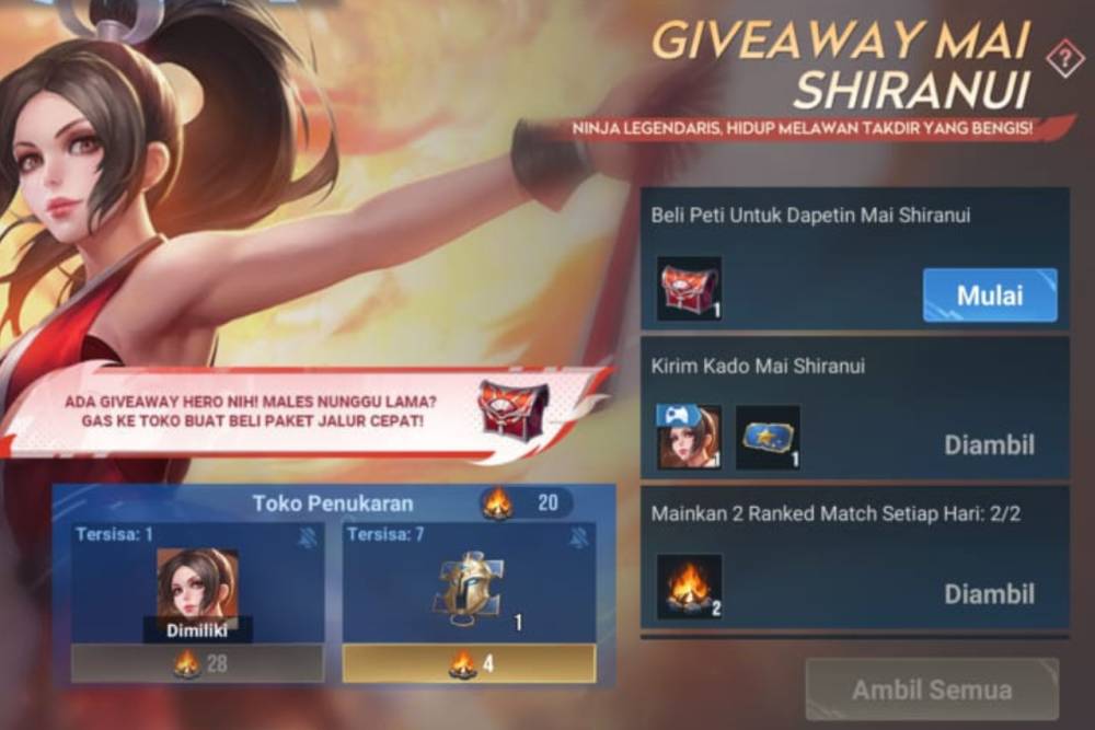event Giveaway Mai Shiranui di Honor of Kings (dok. TiMi Studio Group/Honor of Kings)