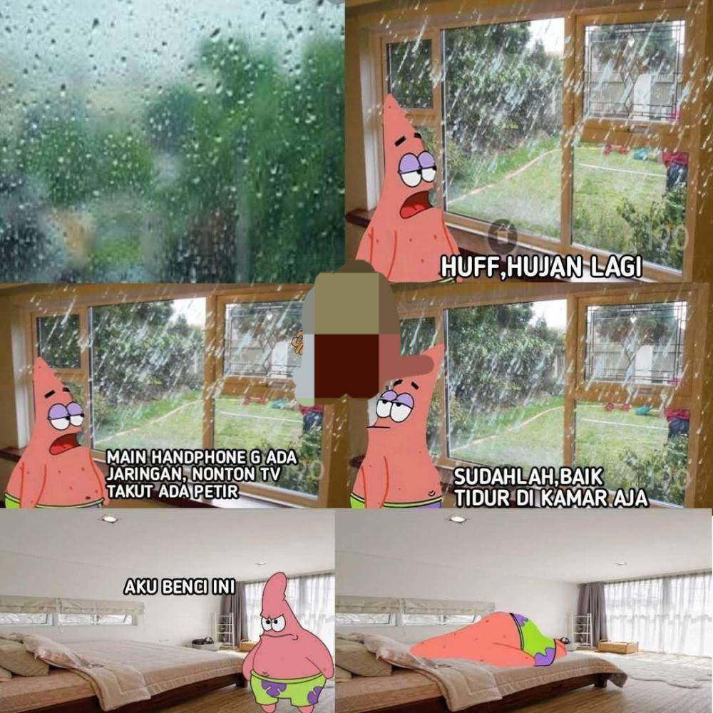 Meme hujan (facebook.com/Meme Untuk Sosial yang Meriah Kesegarannya Reborn)