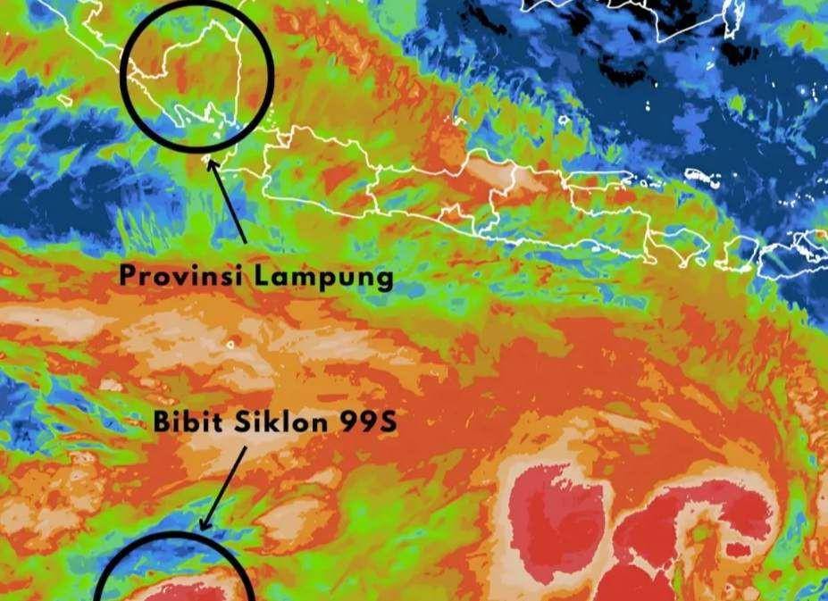 Peta analisis Bibit Siklon Tropis 99S BMKG. (DOK. BMKG).