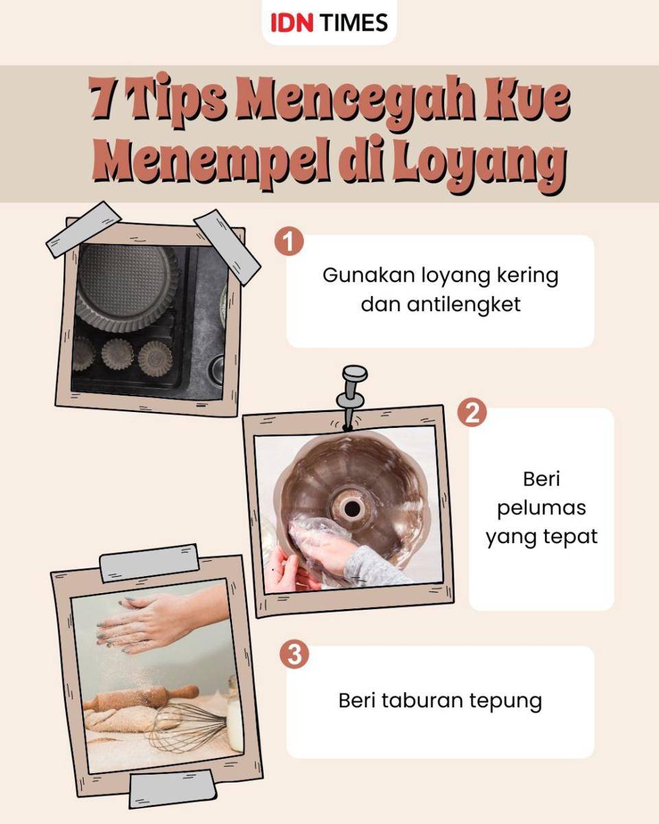 Infografis cara mencegah kue nempel di loyang (IDN Times/Sukma Mardya Shakti)