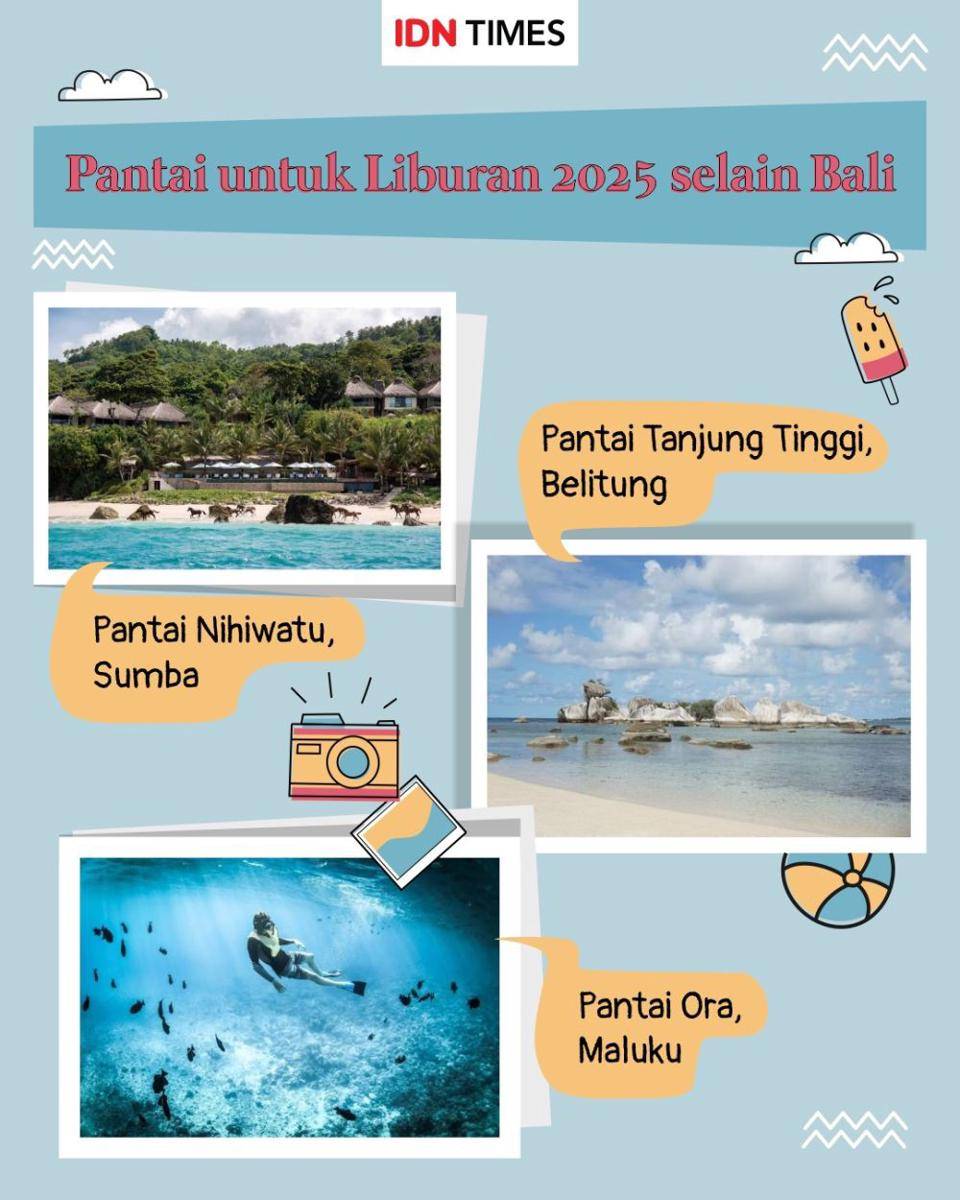 Infografis destinasi pantai selain Bali (IDN Times/Sukma Mardya Shakti)