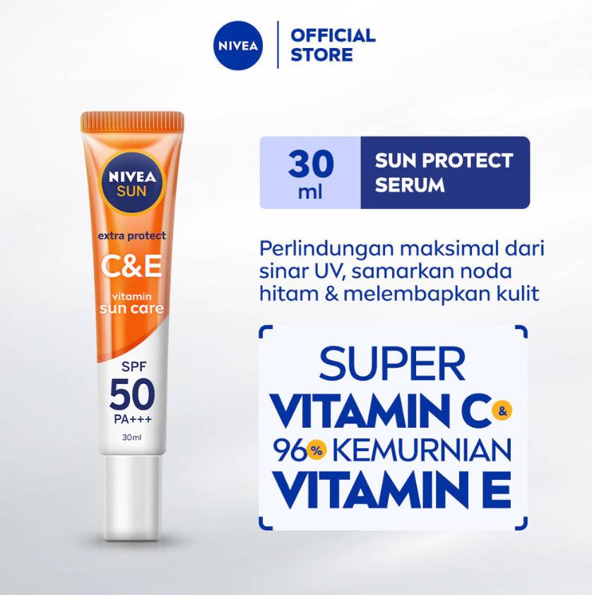 NIVEA SUN Face Serum Extra Protect C&E SPF50+ PA+++ 30ml (shopee.co.id/NIVEA Official Store)