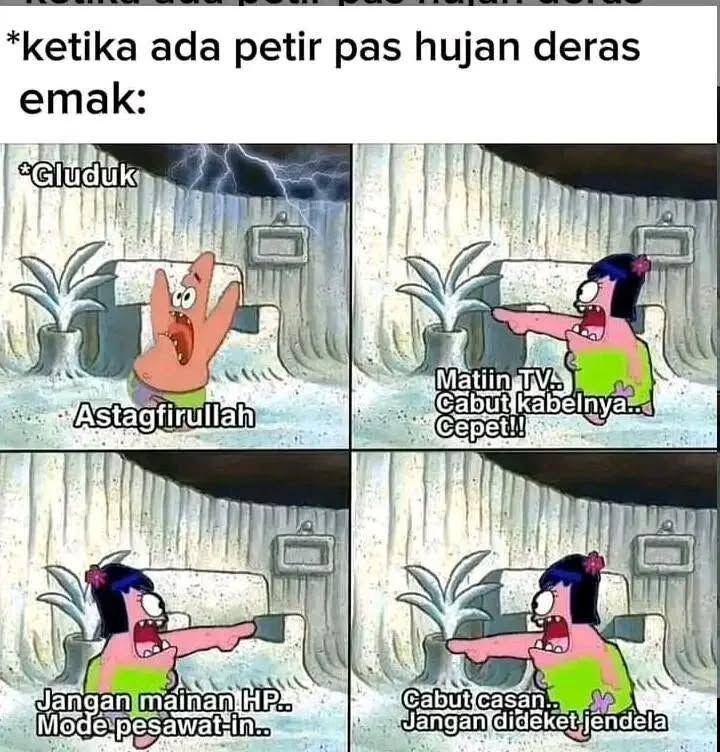 Meme hujan (instagram.com/papapetrik.id)