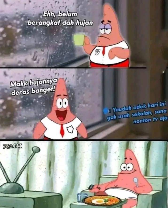 Meme hujan (instagram.com/papapetrik.id)