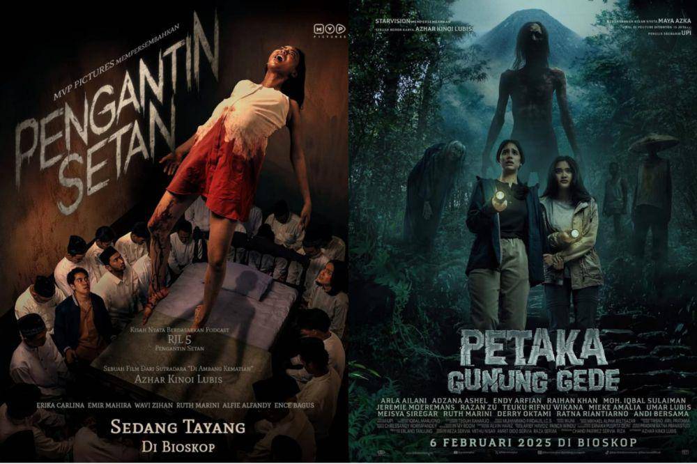 Film Horor Indonesia Adaptasi Podcast (dok. Starvision Plus / Petaka Gunung Gede | dok. MVP Pictures / Pengantin Setan)
