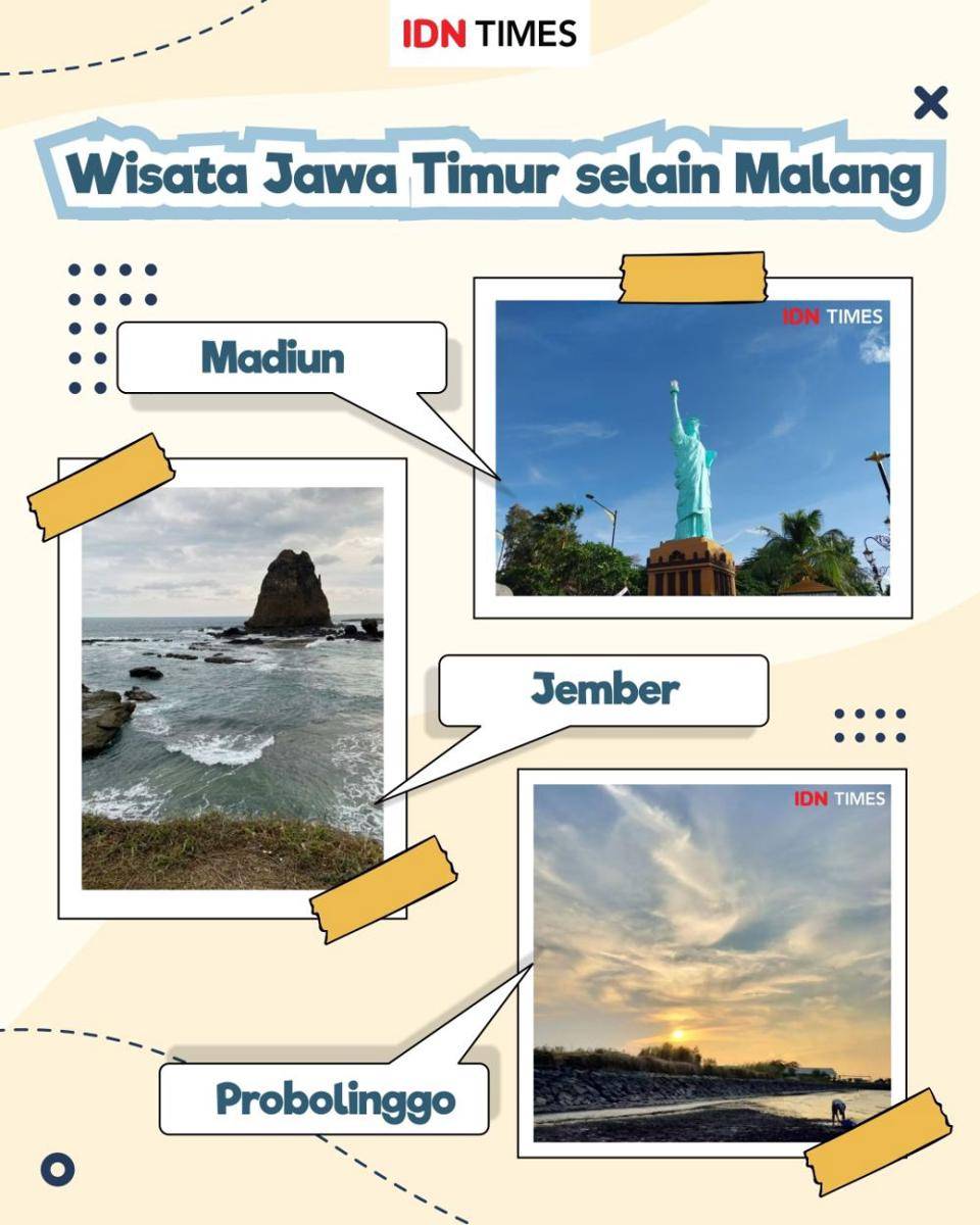 Infografis Wisata Jawa Timur selain Malang (IDN Times/Sukma Mardya Shakti)