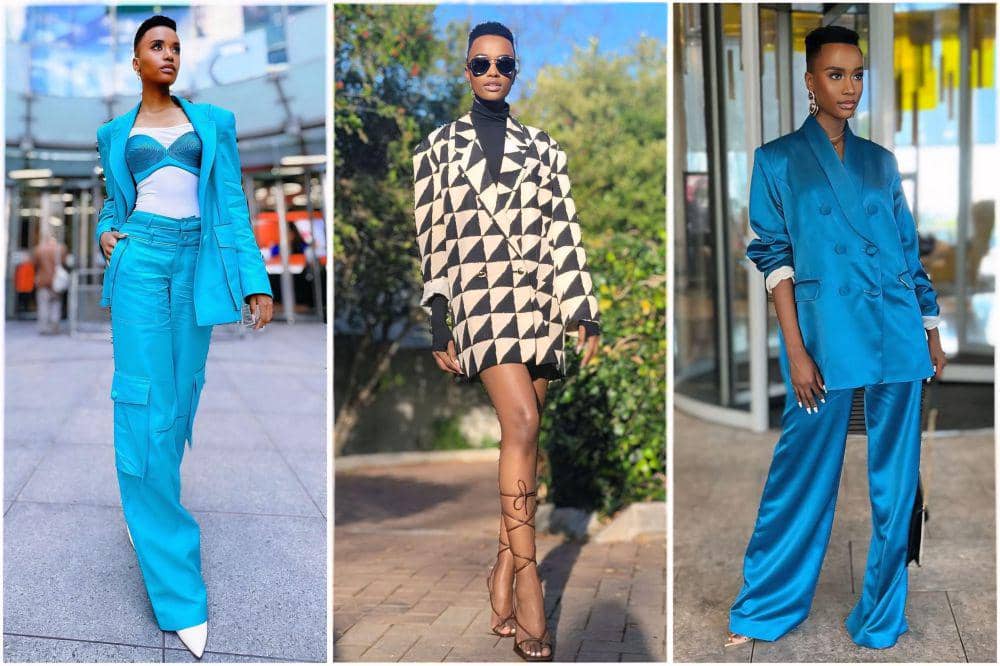 potret OOTD pakai blazer ala Zozibini Tunzi