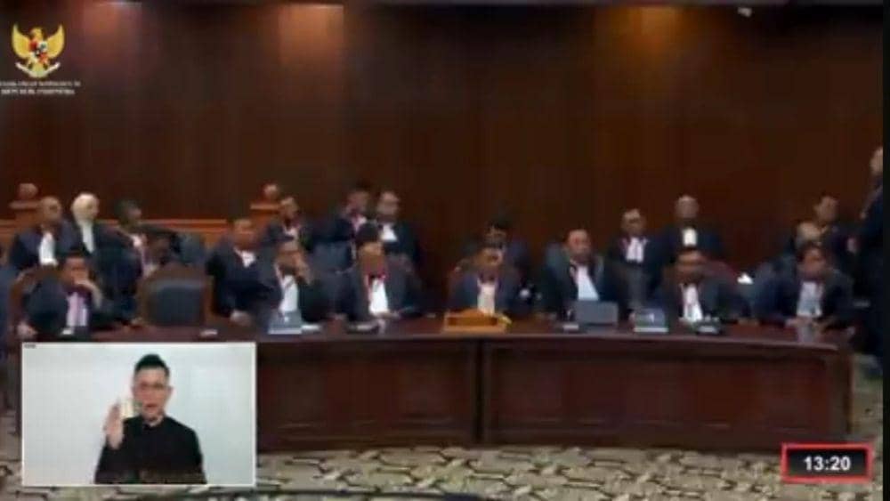 Suasana sidang sengketa Pilkada di gedung MK. IDN Times/ YouTube MK.