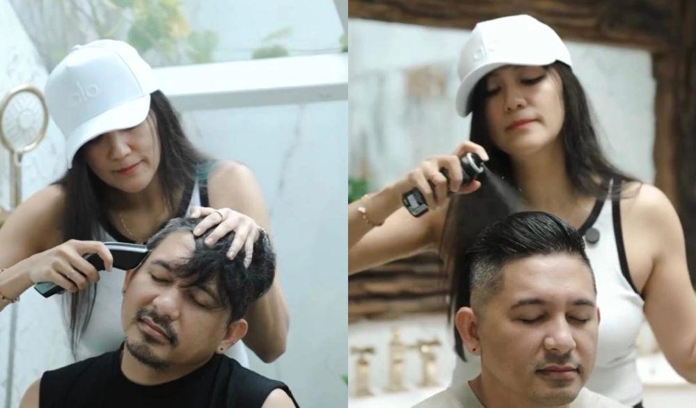 7 Potret Sharena Cukur Rambut Ryan Delon, Hasilnya Keren!