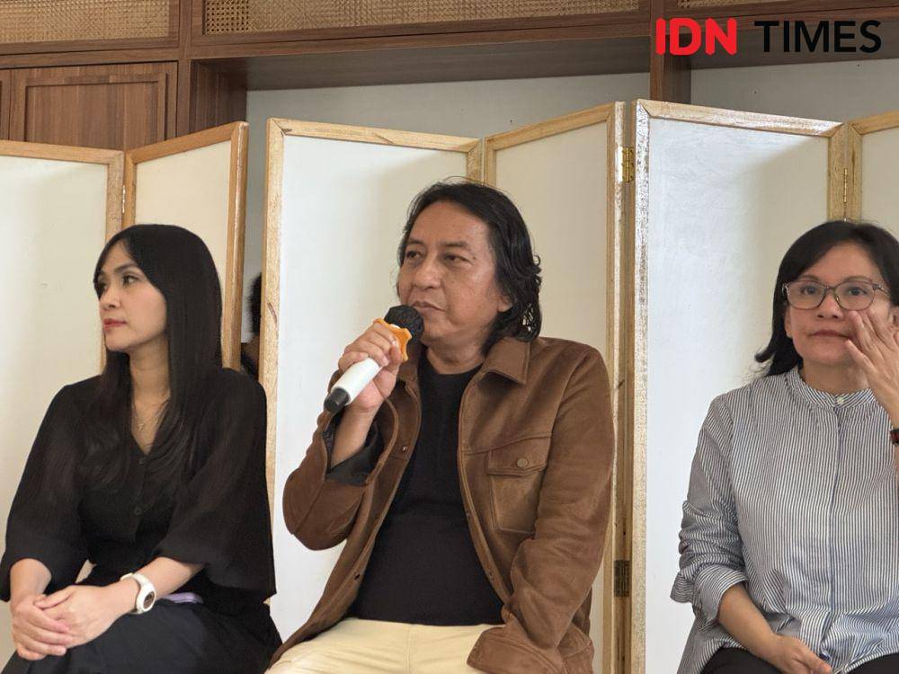 para pengurus Wahana Musik Indonesia (WAMI) dalam konferensi pers pada Rabu (5/2/2025) (IDN Times/Elizabeth Chiquita)