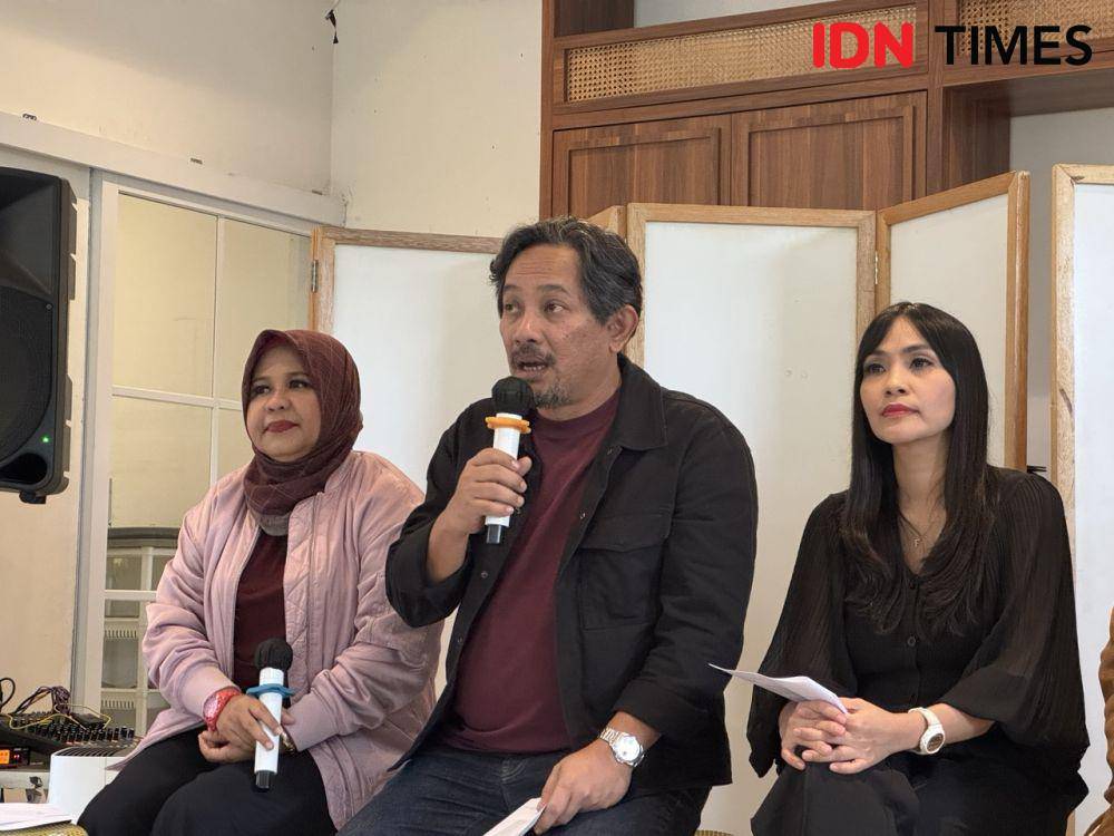 para pengurus Wahana Musik Indonesia (WAMI) dalam konferensi pers pada Rabu (5/2/2025) (IDN Times/Elizabeth Chiquita)