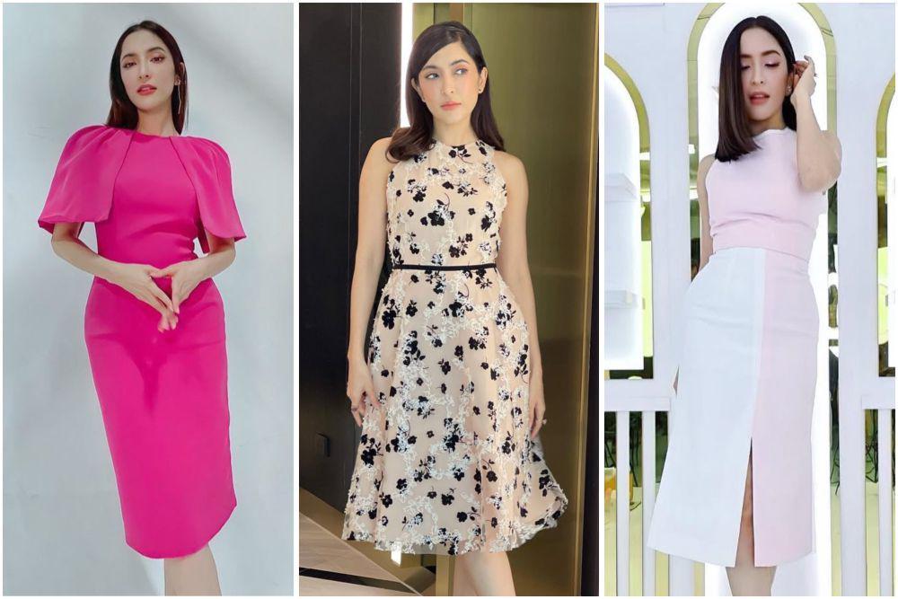 potret ide OOTD pakai midi dress dengan girly look ala Pinky Savika (instagram.com/pinkysavika)