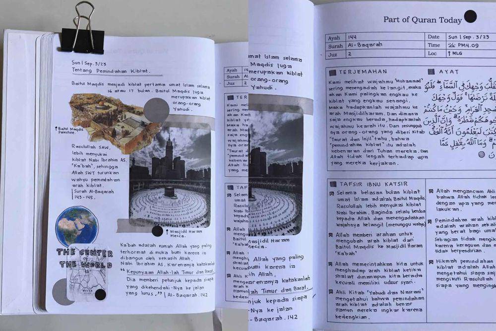 Contoh hasil qur'an journaling (instagram.com/adaywithquran)