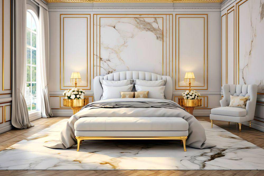 kamar tidur mewah dekorasi marmer (vecteezy.com/style graphic
