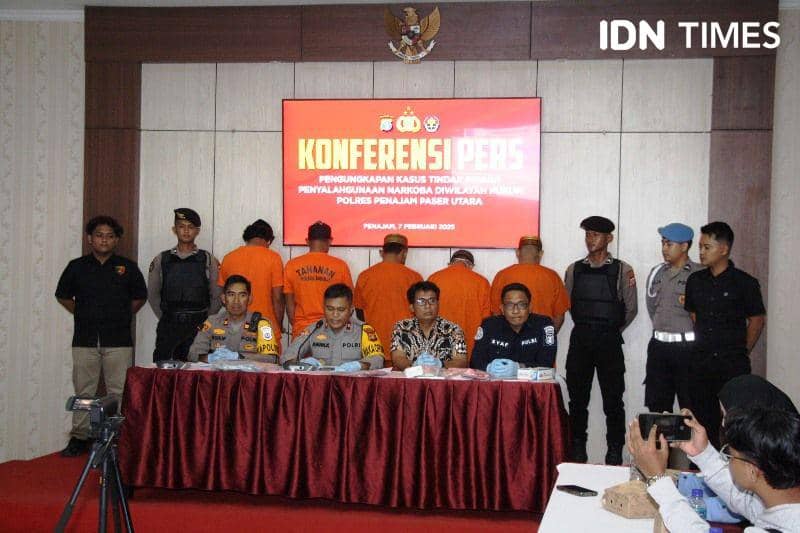 Konferensi pers Polres PPU terkait pengungkapan narkotika sabu-sabu (IDN Times/Ervan)