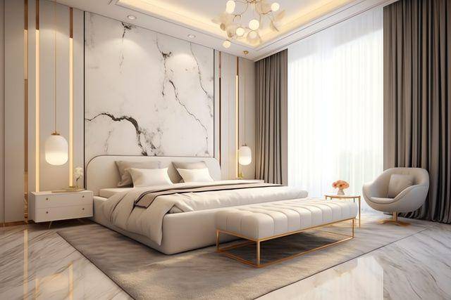 kamar tidur mewah dekorasi marmer (vecteezy.com/style graphic)