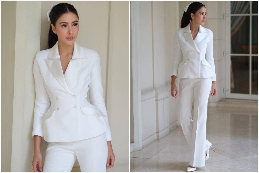 potret ide OOTD pakai blazer beraksen girly ala Sririta Jensen (instagram.com/sriritajensen)