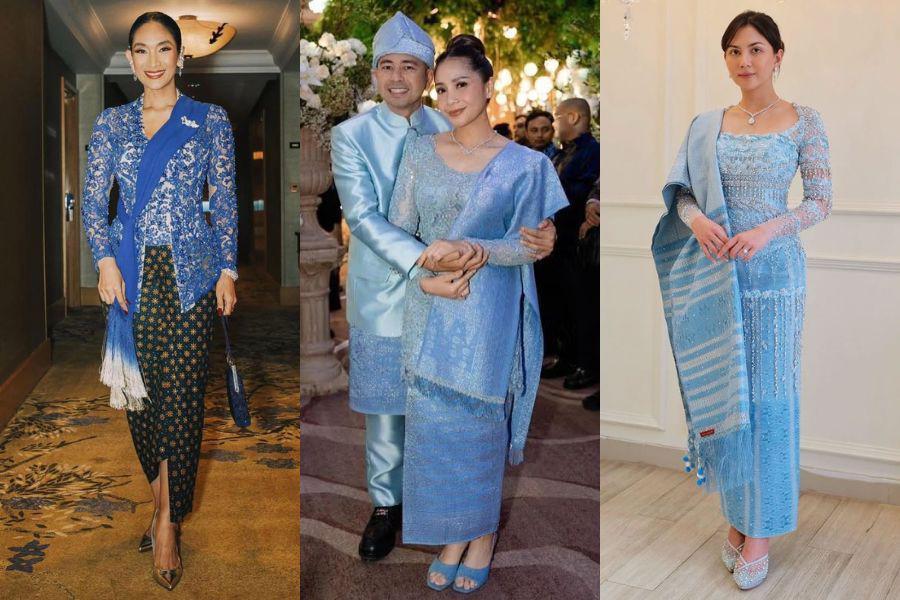 7 Kebaya Kondangan Biru dengan Selendang nan Elok, Stunning!