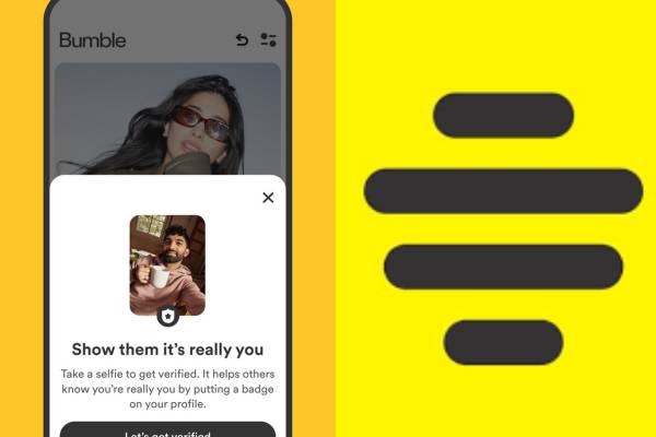 Perintah melakukan foto selfie untuk keperluan verifikasi di aplikasi Bumble (play.google.com)