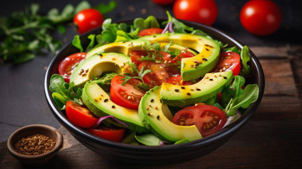 Ilustrasi salad alpukat dengan tomat (vecteezy.com/icon ade)