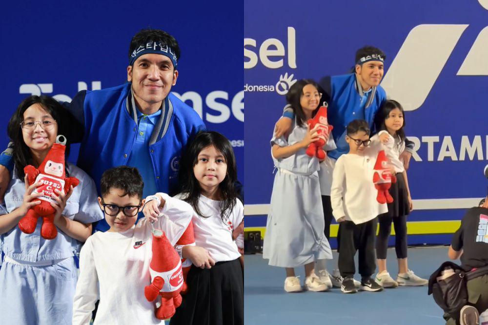 7 Potret Megumi, Mishka, dan Miguel Dukung Desta Tenis Lawan Korea!