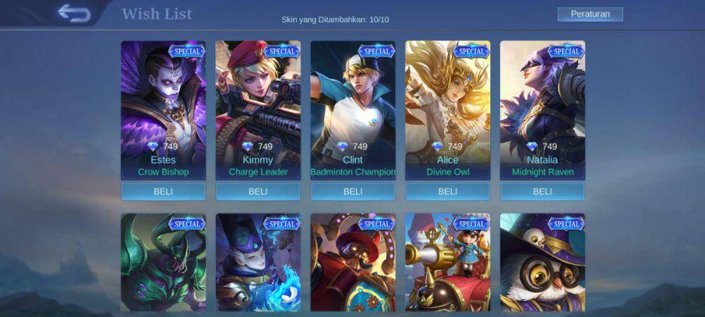 10 skin special di event Impian Berkilau Mobile Legends (dok. Moonton/Mobile Legends: Bang Bang)