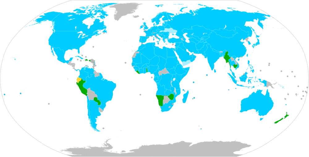 Negara-negara yang menjadi tujuan Turkish Airlines pada tahun 2021 (biru muda). (commons.wikimedia.org/Eray08yigit)